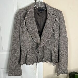 BANANA REPUBLIC Brown  Wool Blend Tweed Peplum Career Wear Jacket Size 4